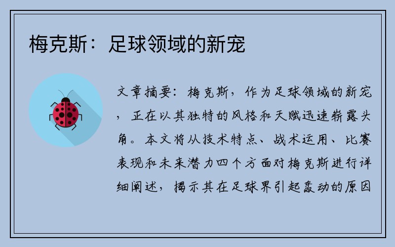 梅克斯：足球领域的新宠