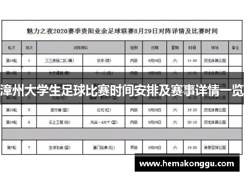漳州大学生足球比赛时间安排及赛事详情一览